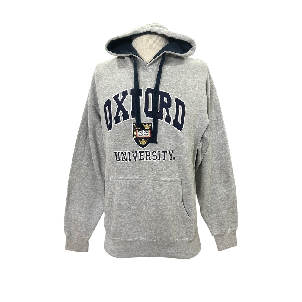 Oxford University Mens Hoodie Collegiate Sweatshirt Large Gray Navy Blue